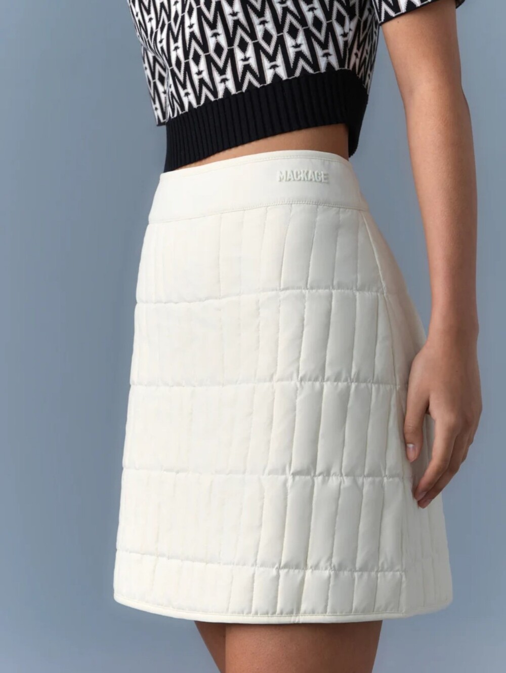 Mackage Tilda Quilted Cream A-Line Skirt